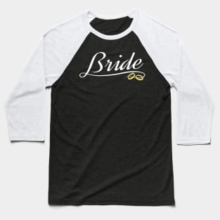 Bride with Gold Rings Wedding Calligraphy Baseball T-Shirt